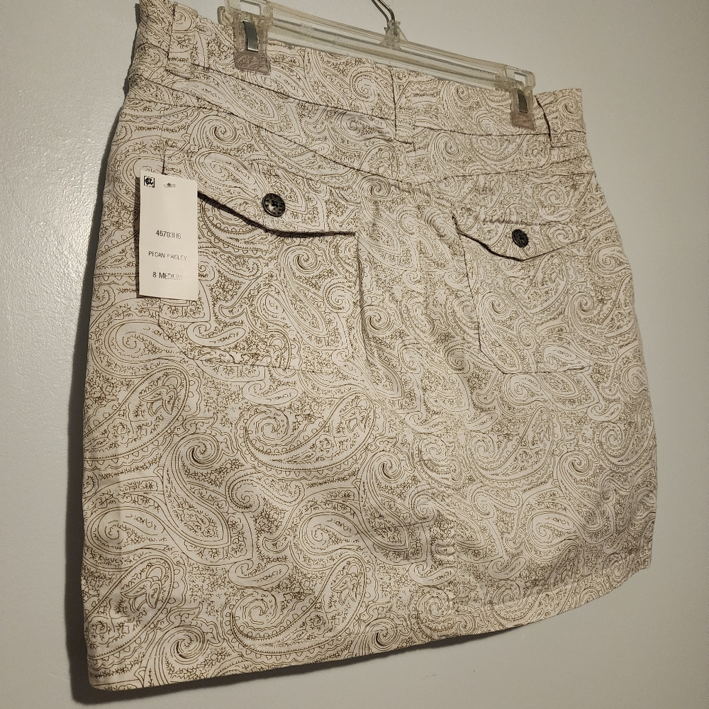 LEE Pecan Paisley Print Skirt w/ Built-in Modesty Shorts | Size 8